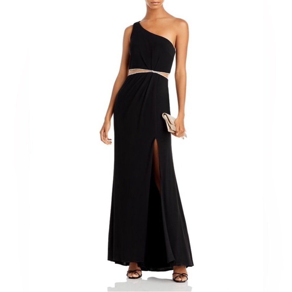 NEW Aqua by Bloomingdale’s Elegant Black One-Shoulder Dress
